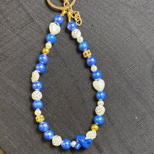 Blue and Gold Beaded Wrist/keychain accessory 💙
